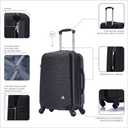 InUSA ROYAL Hardside Luggage Set with Spinner Wheel | Spacious Travel Suitcases with Ergonomic GEL Handle and Studs | (20/28/32) 3 Piece Luggage Set | Black