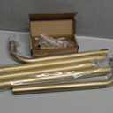 Warm Gold Curtain Rods for Windows 28 to 48",1 Inch Disc Wrap Around Curtain Rod with Aluminum Finials and Brackets,No Screw Disassembly Adjustable Blackout Curved Room Darkening Curtain Rod