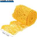 MECCANIXITY 4 Inch Wide 5 Yard Lace Ribbon Floral Pattern Light Yellow Lace Trim Ribbon for Sewing Making DIY Crafts Gift Wrapping Wedding Decor