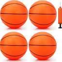 7 Inch PVC Mini Basketball for Indoor Basketball Hoops, Soft 7" Rubber Small Replacement Basketball for Over Door Basketball Hoop Sets, Little Basketballs for Kids (4 PCS with Air Pump)