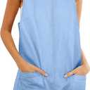 Vigorics Women's Denim Overall Dress Sleeveless Jumper Mini Dress Casual Summer Jeans Pinafore with Pockets (Blue, XL)
