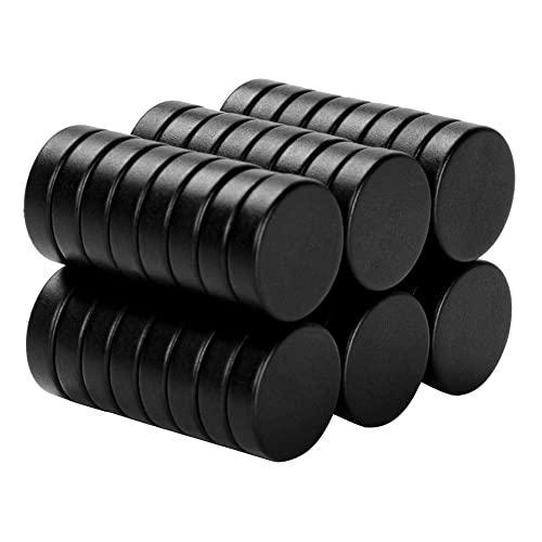 30 Pcs Refrigerator Magnets, Small Round Fridge Magnets, Multi-Use Premium Neodymium Office Magnets for Fridge, Whiteboard, Billboard in Home, Kitchen, Office and School (Black)