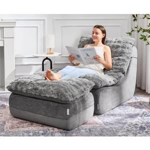 Hobestluk Sofa Couch Foam Sofa for Small Spaces Comfy Sofas with footrest Couch Recliner Small Sofas for Living Room, Bedroom, Apartment (Grey)