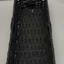 Back of Toilet Basket with Wood Handles, Black Wicker Toilet Paper Basket for Toilet Tank Top, Narrow Toilet Tank Basket, Bathroom Basket Organizer for Wipes & Essentials