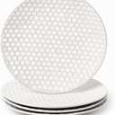 Ceramic Dinner Plates Set of 4(2 - 10.5", 2 - 9.7"), Lena Porcelain Dinner Plates, Embossment Round Ceramic Dishes, 4 Piece Scratch Resistance Dishes, Dishware Safe Stoneware Kitchen Dishes, Wedding Gift