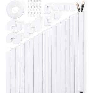 306in Cord Hider Kit, Cord Covers for Wires on Wall, Paintable Wire Cover for Cords, Cable Hider for Wall Mounted TV, White Cord Concealer, Cable Raceway Wire Management, 18xL17in x W0.95in x H0.55in