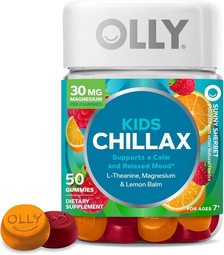 OLLY Kids Chillax Gummy, For a Calm and Relaxed Mood*, Magnesium, L-Theanine, Lemon Balm Extract, Chewable Supplement, Sherbet Flavored, 25 Day Supply - 50 Count (Packaging May Vary) Best buy 06 Jun 2026