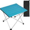 Tesouro Portable Camping Table,Folding Side Table Aluminum Top for Outdoor Cooking, Hiking, Travel, Picnic (Blue-Large)