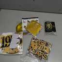 Zonon 70th Birthday Party Table Decorations for Men Women 35 Pcs Cheers to 70 Years Banner Tablecloth Black Gold Balloons Hanging Swirls Honeycomb Centerpieces Happy 70th Birthday Party Supplies