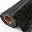 StellarStar 4x20 FT Garage Floor Mat, 2mm Thickened Ribbed PVC Diamond Plate Garage Mat with 20PCS Tapes, Rubber Flooring Rolls for Under Car, Rubber Motorcycle Mat for Golf Cart, Trailer, Black