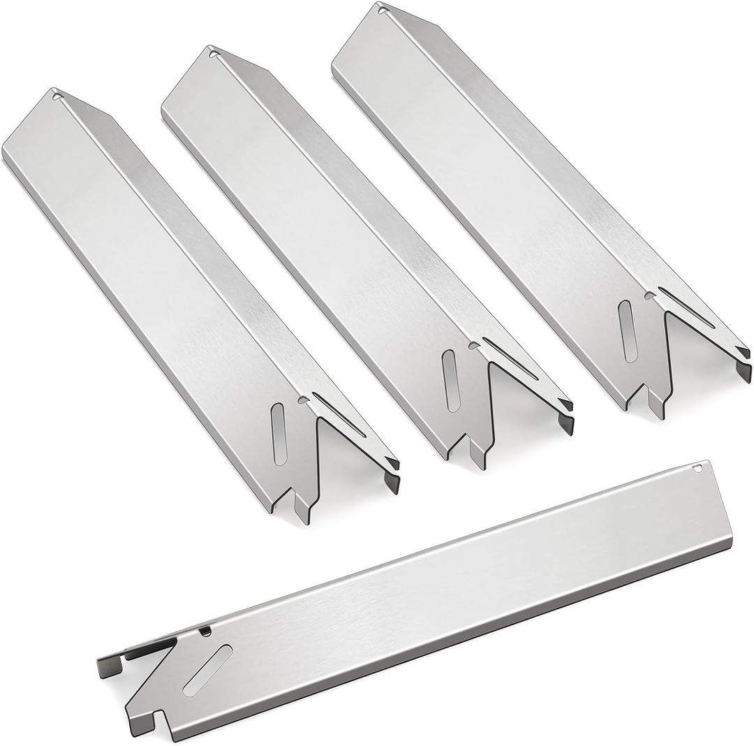 Heat Plate Replacement for Brinkmann 810-4221-S, 810-6420-S Gas Grill Models, Heavy Duty Stainless Steel Burner Cover Flame Tamer, Heat Shield, Heat Tent Deflector, 14 7/8" x 3 1/8", 4-Pack