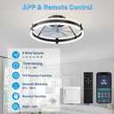 Low Profile Bladeless Ceiling Fan with Lights & Remote - 19.7" Flush Mount Fandelier Light Fan for Bedroom/Kitchen, 3000-6000K Dimmable LED, 6-Speed Modern Fan with Lights for Home/Office