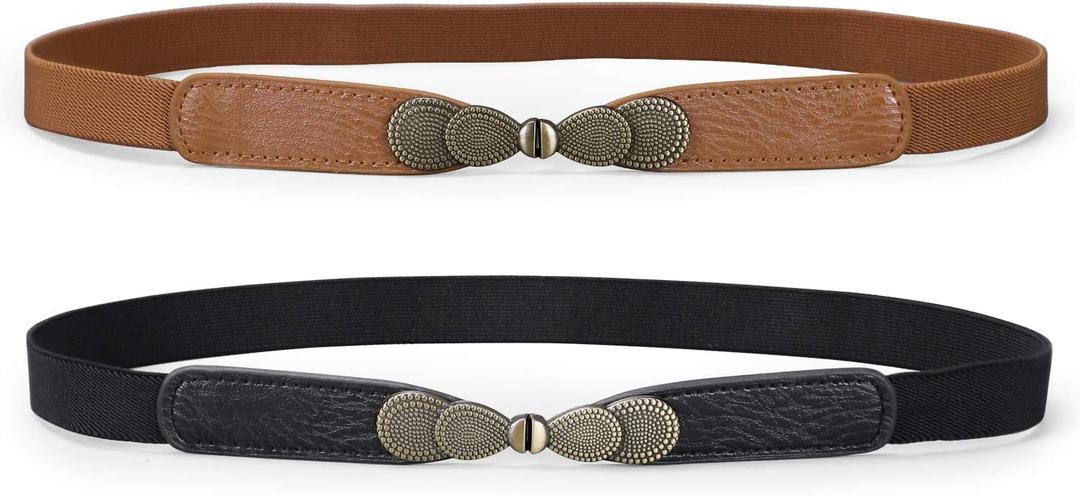 JASGOOD Women Skinny Elastic Stretch Belt for Dresses Retro Ladies Waist Vintage Thin Belt