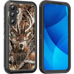 for Galaxy S23 FE 5G Case,Full Body Shockproof Drop Protection Dust Proof Heavy Duty 3-Layer Military Rugged Durable Cover for Galaxy S23 FE 5G 6.4" 2023,Camo Forest Deer
