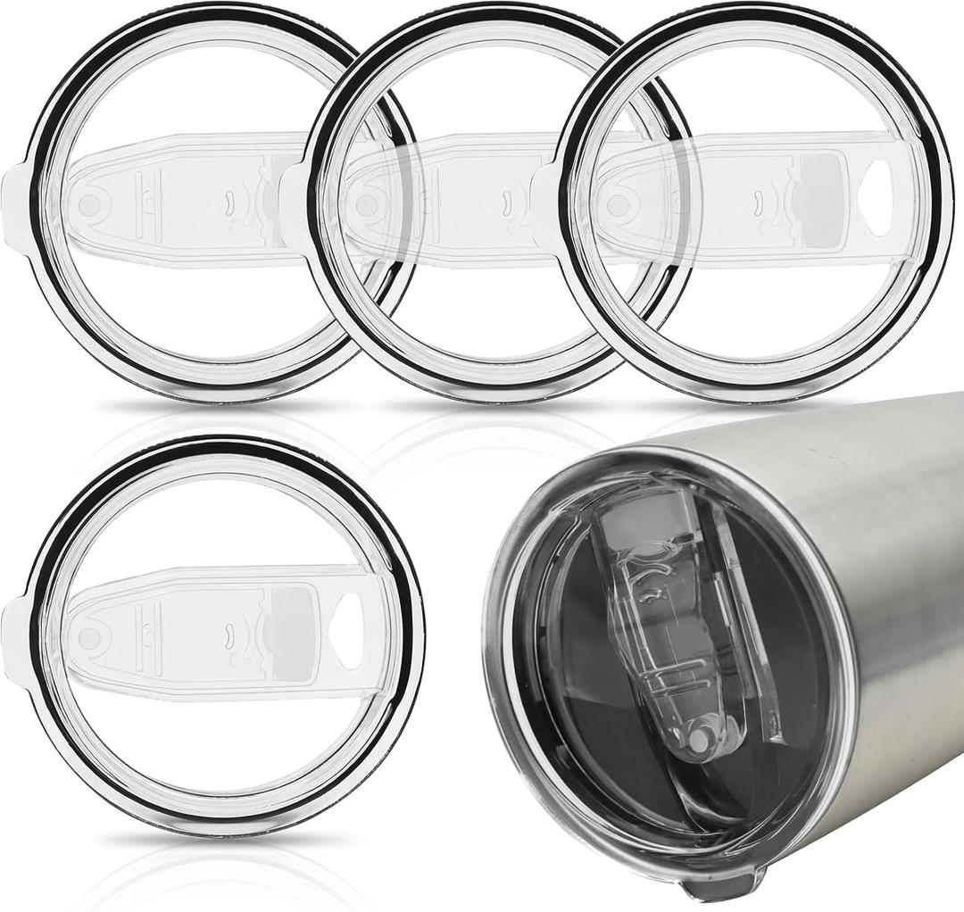 4 Pcs 20 oz Tumbler Lids Tumbler Replacement Lids Replacement Spill Proof Splash Resistant Slider for 3.2 Inch Cup Mouth Tumbler Cup (20 oz)
