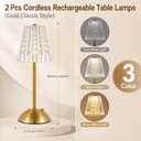Bornerwhite 8 Pcs Cordless Table Lamp Rechargeable Touch Lamp,Gold Classic