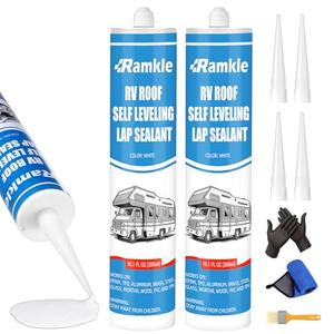 RV Roof Sealant, Self-Leveling Lap Sealant White, RV Caulking for Roofing, Maintenance, Camper & Trailer Roof Leak Repair, 2 Pack