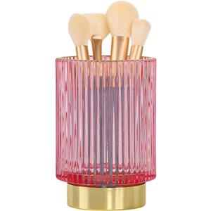 Vintage Makeup Brush Holder Organizer,Dresser Glass Brushes Holder,Vanity Cosmetic Brush Holder,Desktop Crystal Eyeliners Eyebrow Pencil Storage Cup Holder for Countertop (Large Pink)