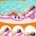Pool Floats Adult Heavy Duty Inflatable Pool Lounger with Adjustable Backrest Cup Holder Floating Pool Tanning Rafts Water Floaty Lounge Lake Beach Party Games