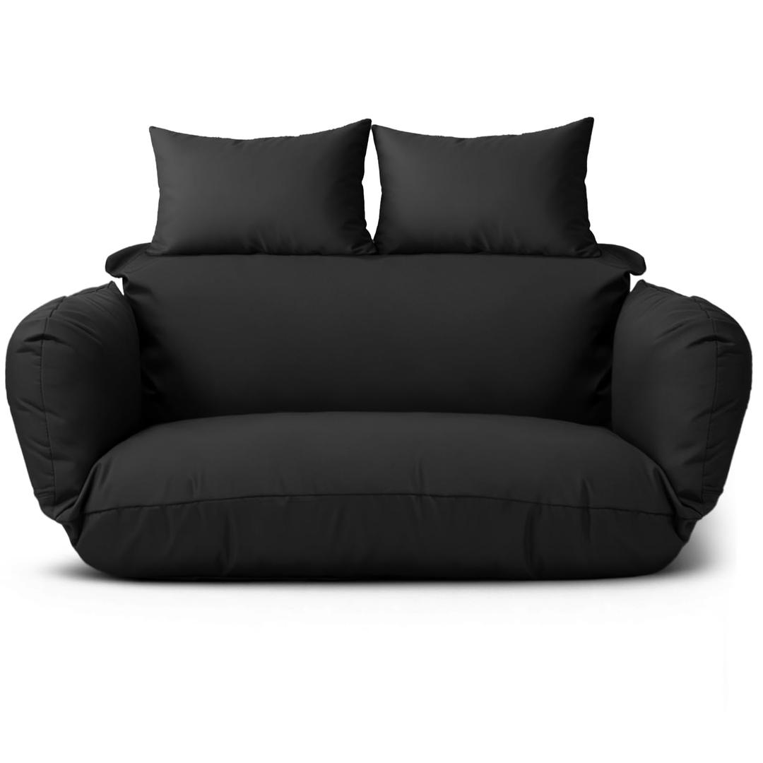 Cuteripe Waterproof Double Egg Chair Cushion Replacement for Patio 2 Person Hanging Egg Chair - Quick-Drying, Weather-Resistant, Soft Cotton Filling, Machine Washable (Black)
