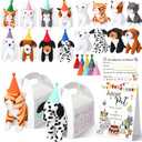 HyDren 33 Pcs Operation Christmas Adopt Party Favors Include Adoption Sign Animal Adoption Plush Certificate Pet Stuffed Birthday Hats Paper Boxes White for Adopt an Animal