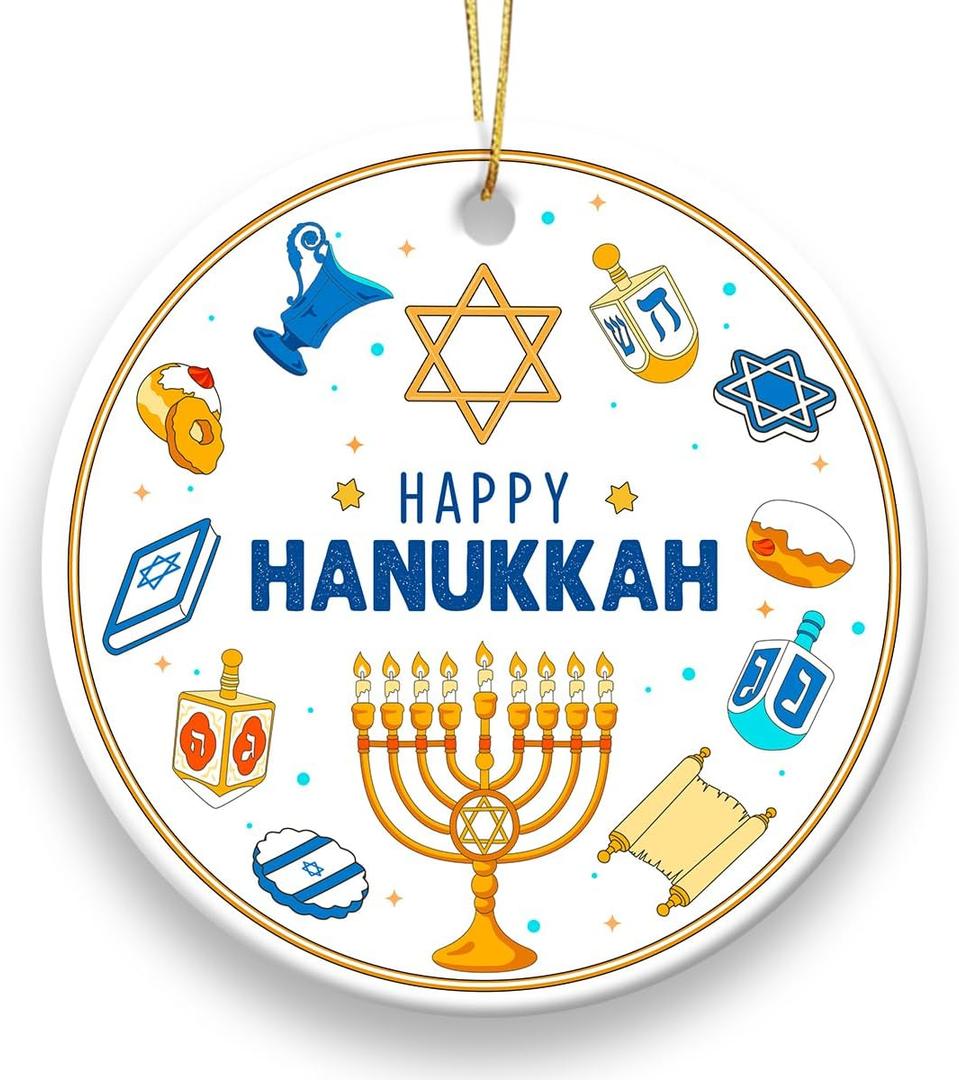 10 x Hanukkah Ornaments 2025 - Happy Hanukkah Ornament for Tree, Jewish Home Decor, Chanukkah Gifts for Women, Men, Friend, Family, Coworker