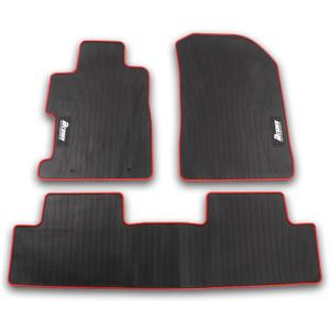 Fit 2006-2011 Honda Civic Coupe & Sedan Floor Mat Black w/Red Edge