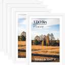 13x19 Picture Frame Set of 5, White Poster Frame, Display Pictures 11 x 17 with Mat or 13 x 19 Without Mat for Horizontal or Vertical Wall Mounting, Wall Gallery Frame