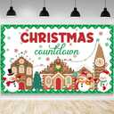 AIBIIN Christmas Backdrop Winter New Year Party Decorations Backdrop Merry Christmas Countdown Banner Snowman Gingerbread House Background Party Banner Photo Studio Props 70.8x43.3 inch