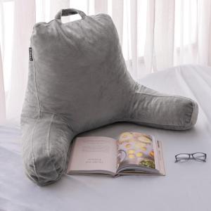 Milliard Reading Pillow with Shredded Memory Foam, Large Adult Backrest with Arms, Back Support for Sitting Up in Bed with Washable Cover (Sit up Pillow) (Grey)