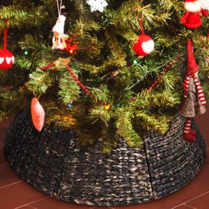Liliful Christmas Tree Collar Woven Tree Collar Tree Ring Farmhouse Tree Collar Wicker Rustic Tree Skirt for Christmas Tree Decorations(Dark Brown,42 Inches)