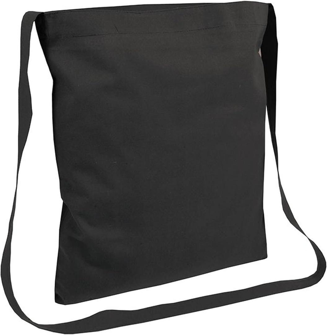 Artexia Tote Bags for Women and Men, Large Cotton Tote Bag with Zipper, Black Canvas Bag, Long Strap Reusable Cloth