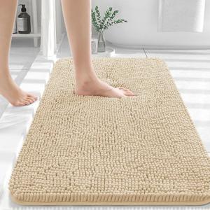 OLANLY Bathroom Rugs 36x24, Extra Soft Absorbent Chenille Bath Rugs, Rubber Backing Quick Dry, Machine Washable Bath Mats for Bathroom Floor, Tub and Shower, Home Decor Accessories, Beige OLANLY Bathroom Rugs 36x24, Extra Soft Absorbent Chenille Bath Rugs, Rubber Backing Quick Dry, Machine Washable Bath Mats for Bathroom Floor, Tub and Shower, Home Decor Accessories, Beige