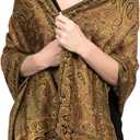 Achillea Reversible Paisley Pashmina Rave Scarf Exotic Indian Shawls and Wraps for Evening Dresses, Festivals, All Seasons