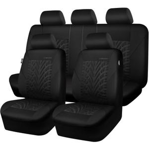 CAR PASS Car Seat Covers Full Sets, Front & Split Rear Bench for Car, 3D Tyre Embossed Automotive Interior Covers, Airbag Compatible, Quick Setup Universal Fit Seat Covers for Car, SUV(All Black) CAR PASS Car Seat Covers Full Sets, Front & Split Rear Bench for Car, 3D Tyre Embossed Automotive Interior Covers, Airbag Compatible, Quick Setup Universal Fit Seat Covers for Car, SUV(All Black)