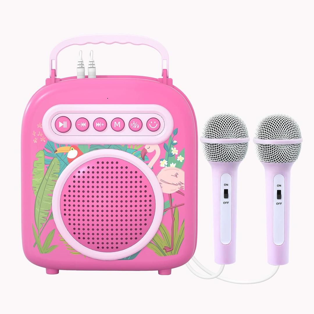 My Secret Portable Karaoke with 2 Microphones, Aux-in Jack, Karaoke Function, Pink,