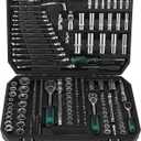 216 PCS Tool Set, Socket Wrench Set Mechanics Tools 1/4" 3/8" 1/2" Drive Socket Kit, 72-Tooth Quick Release Ratchet, Tool Kit with Case for Home Automotive Repair