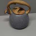 POLIVIAR Tea Kettle, 2.7 Quart Natural Stone Finish with Wood Pattern Handle Loud Whistle Food Grade Stainless Steel Teapot, Anti-Hot Handle and Anti-Rust, Suitable for All Heat Sources (JX2018-GR20) (Gray)