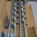 25" Ground Anchors Screw in, Mobile Home Anchors with Upgraded Wider Spiral Blades, Earth Shed Anchor High Wind Heavy Duty for Graden, Storage Shed, Trampoline, Carports, Swing Set(Silver-4x25in)