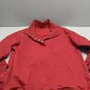 ebossy Women's Fashion V Neck Snap Button Long Sleeve Casual Loose Pullover Sweatshirt Activewear (Red, L)