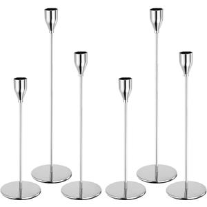 PATIKIL Silver Candlestick Holder Set of 6, Taper Candle Holders Long Candle Holder Fits 3/4 Inch Candles for Halloween Christmas Decor Table Centerpiece Dinning Party
