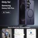 Janmitta Magnetic for Samsung Galaxy S26 Ultra/S25 Ultra Case,with Screen Protector+Wrist Strap,Compatible with MagSafe,Shockproof Slim Translucent Matte Phone Cover,Dark Purple