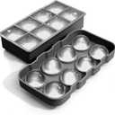 Large Ice Cube Trays Perfect for Whiskey and Summer Drinks - Italian Design - 2 Pack (16 x Ice Cubes | Square and Round | XL size) - Cosvino - Removable Lid, Easy Release (Tuxedo Black)