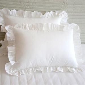 Precious Star Linen White Edge Ruffle Full/Queen Size Pillow Shams Long-Staple Egyptian Cotton Hotel Class Bedding Set of 2 Decorative Pillow Cover 20x30 Inch, Envelope Closure Soft & Cozy