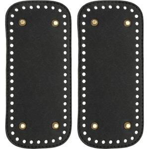 PATIKIL 7.9 x 3.5inch Leather Bag Bottom, 2 Pcs PU Leather Bag Bases Purse Making Knitting Rectangle Crochet Bottom Shaper Pad with Holes Durable for Crochet DIY Handbag Tote, Black