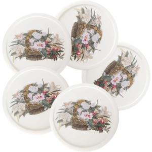 Cup Coasters Silicone White Drink Coaste with Lip Round 3.9 Inches Set of 5, Unique Cup Mats, Outdoor Thin Coasters, Funky Coaster Waterproof Anti Slip Store Easy Hand Wash Only