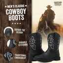 Canyon Trails Men's Cowboy Boots - Square Toe Western Boots with Embroidery, Pull-On Fit, Durable Rubber Sole Mens Shoes (10, Black)