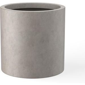 Kante 9.8" Dia Round Concrete Planter, Modern Style Large Cylindrical Plant Pot with Drainage Hole and Rubber Plug for Indoor Outdoor Patio, Weathered Concrete