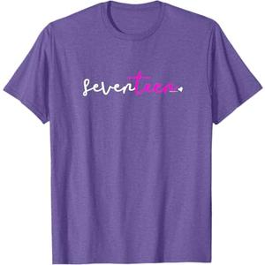 17th Birthday Gifts for Teenage Girls Seventeen T Shirt (Purple Heather,XS)