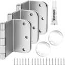 3-Pack Offset Door Hinges, Brushed Nickel Door Hinges 3.5 Inch 5/8" Radius Corner for Handicap, Swing Clear for Exterior & Interior with Wall Handle Stopper & Grease, Heavy Duty Hardware